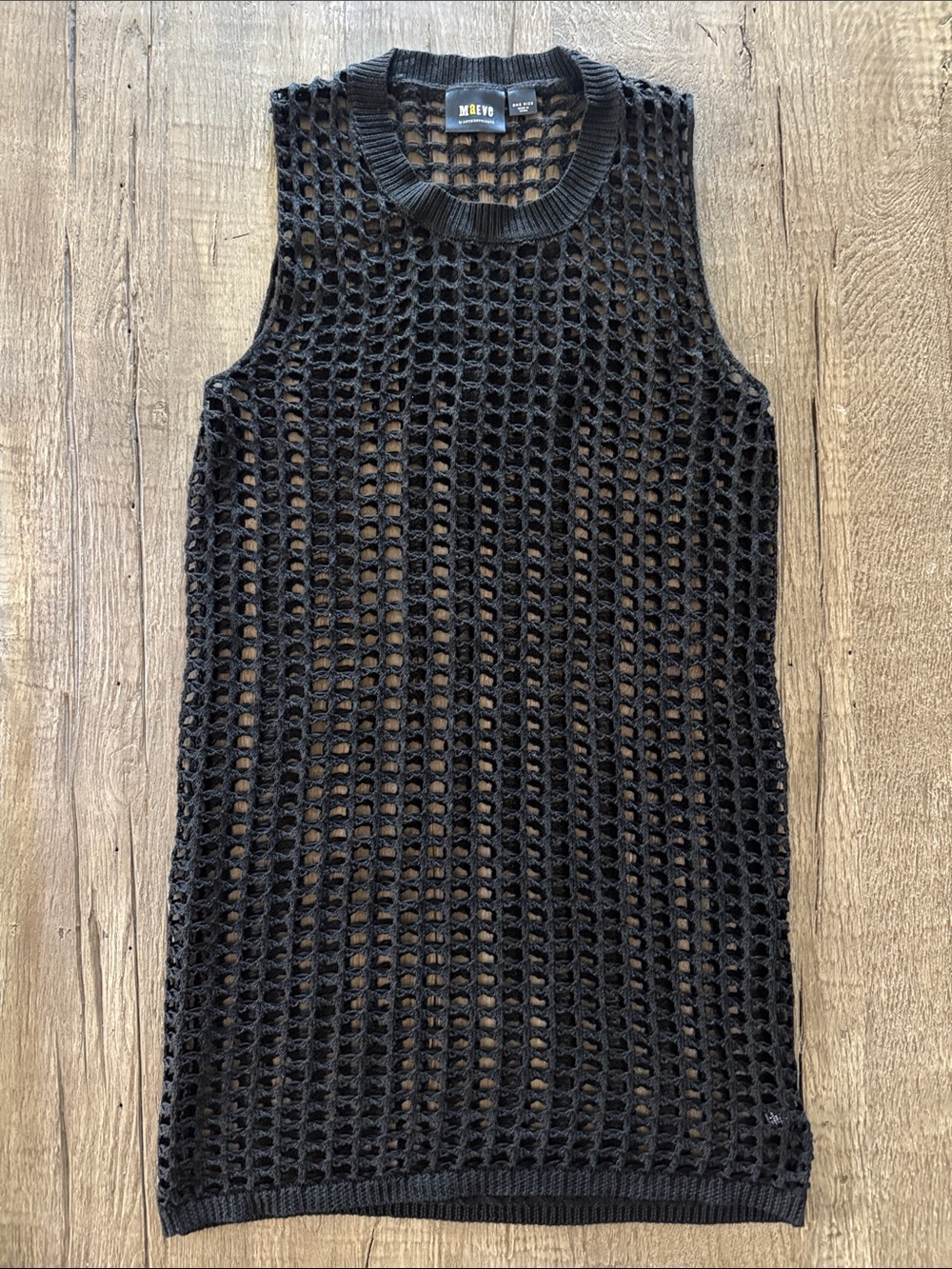 Maeve Black Open-Knit Sleeveless Swim Coverup